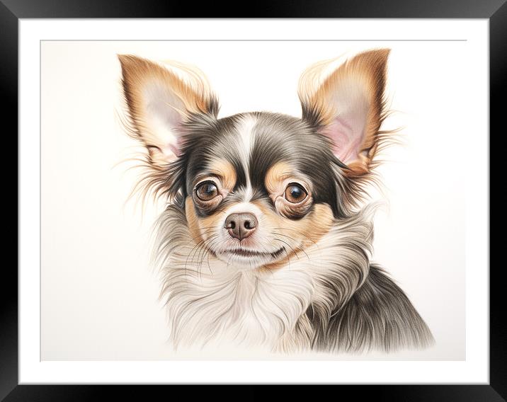 Chihuahua Pencil Drawing Framed Mounted Print by K9 Art