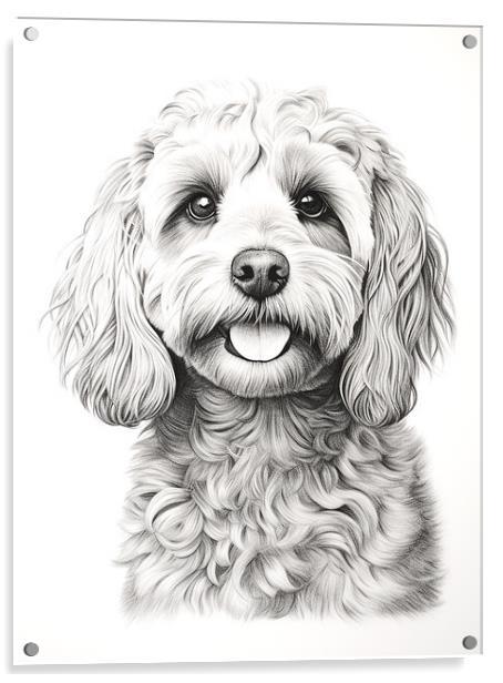 Cockapoo Pencil Drawing Acrylic by K9 Art