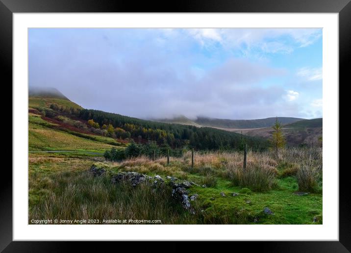 Sunrise on the Brecon Beacons with earl morning mist  Framed Mounted Print by Jonny Angle