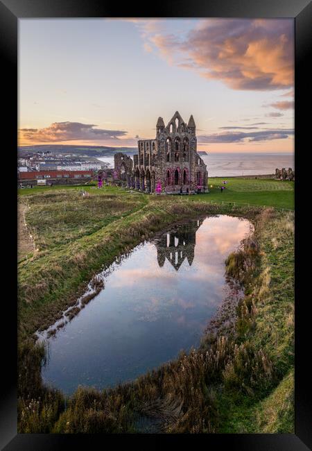 Whitby Abbey Reflections Framed Print by Apollo Aerial Photography