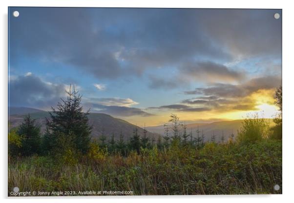 Sunrise over Abercynafon valley on the Brecon Beac Acrylic by Jonny Angle