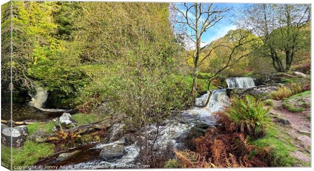 A large cascade Caerfanell river , Brecon Beacons  Canvas Print by Jonny Angle