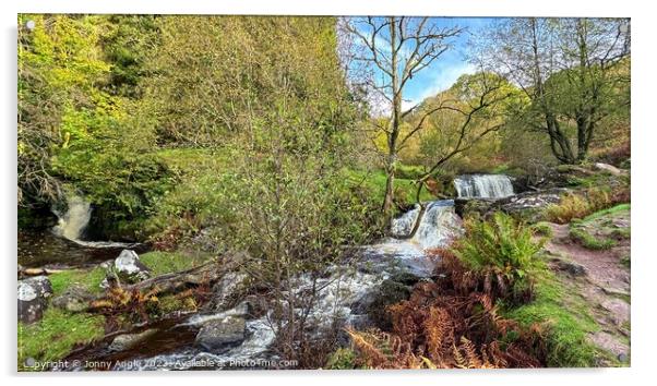 A large cascade Caerfanell river , Brecon Beacons  Acrylic by Jonny Angle