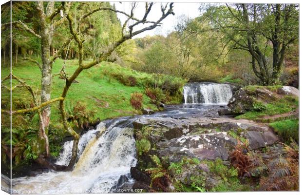 cascade on the Caerfanell river , Brecon Beacons , Canvas Print by Jonny Angle