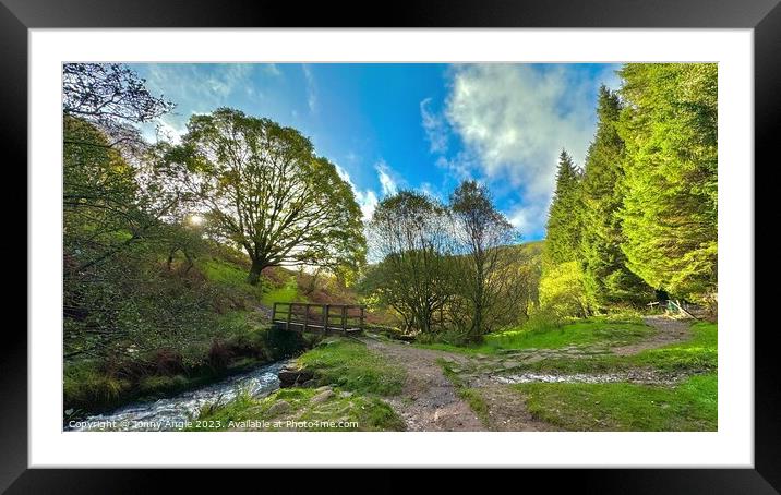 Caerfanell river bridge and valley   Framed Mounted Print by Jonny Angle