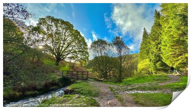 Caerfanell river bridge and valley   Print by Jonny Angle
