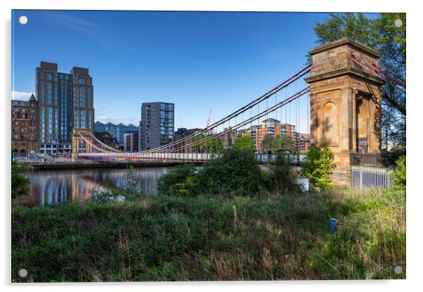 South Portland Street Suspension Bridge In Glasgow, Scotland Acrylic by Artur Bogacki