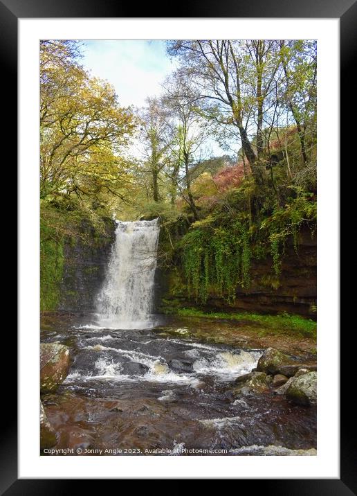 waterfall on the Caerfanell river  Framed Mounted Print by Jonny Angle