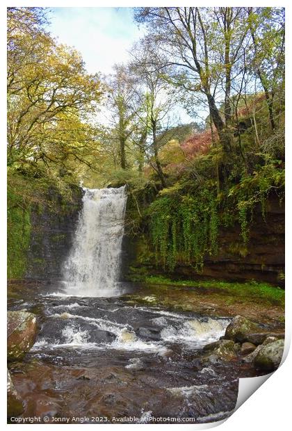 waterfall on the Caerfanell river  Print by Jonny Angle