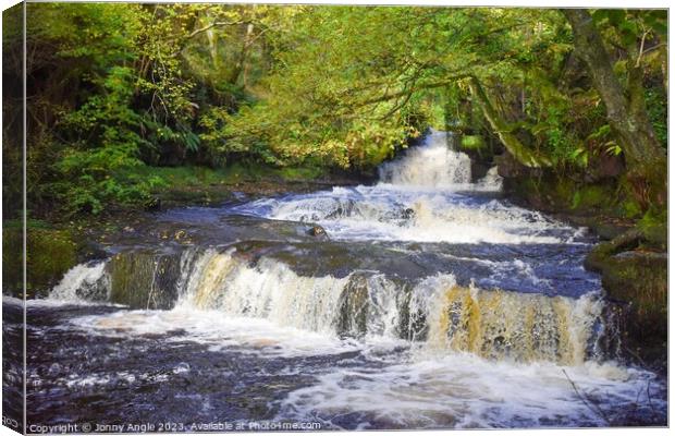 waterfall steps on Caerfanell river , Brecon Beaco Canvas Print by Jonny Angle