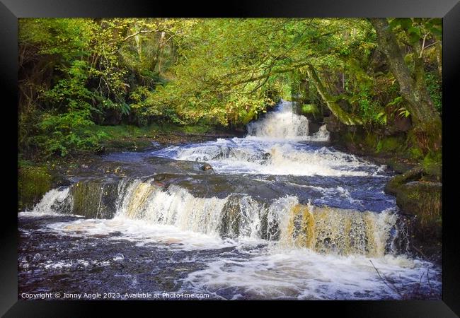 waterfall steps on Caerfanell river , Brecon Beaco Framed Print by Jonny Angle