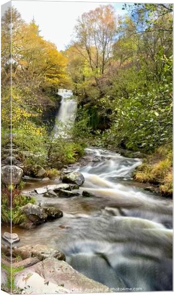 waterfall on Caerfanell river at Gwen Cerrig llwyd Canvas Print by Jonny Angle