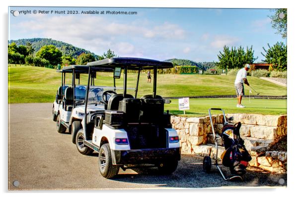 Golfing In Mallorca Spain Acrylic by Peter F Hunt