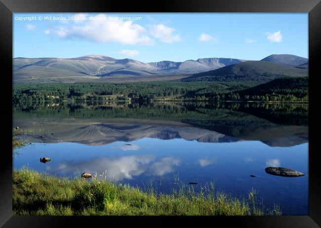 Summer Reflections - Loch Morlich - Cairngorm Moun Framed Print by Phil Banks