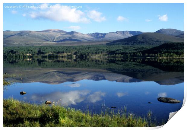 Summer Reflections - Loch Morlich - Cairngorm Moun Print by Phil Banks