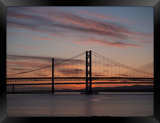 Sunset over the Queensferry Crossing  Framed Print by Emma Dickson