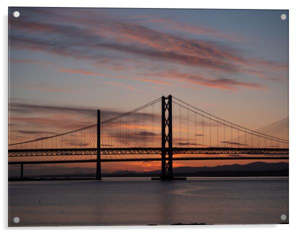 Sunset over the Queensferry Crossing  Acrylic by Emma Dickson