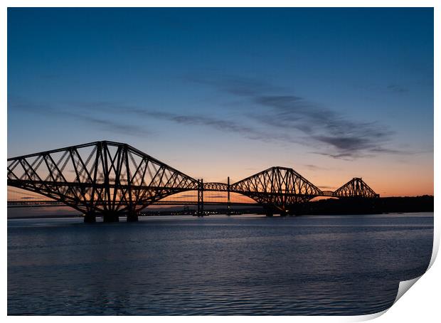 Sunset over the Forth Rail Bridge Print by Emma Dickson