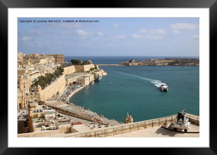 Grand Harbour Valletta Framed Mounted Print by Andrew Bell