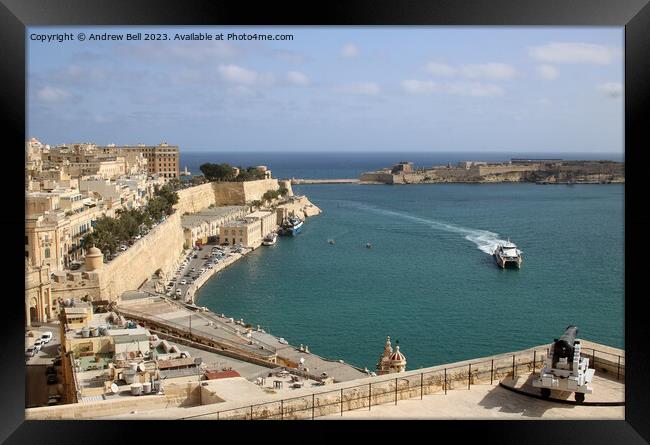 Grand Harbour Valletta Framed Print by Andrew Bell