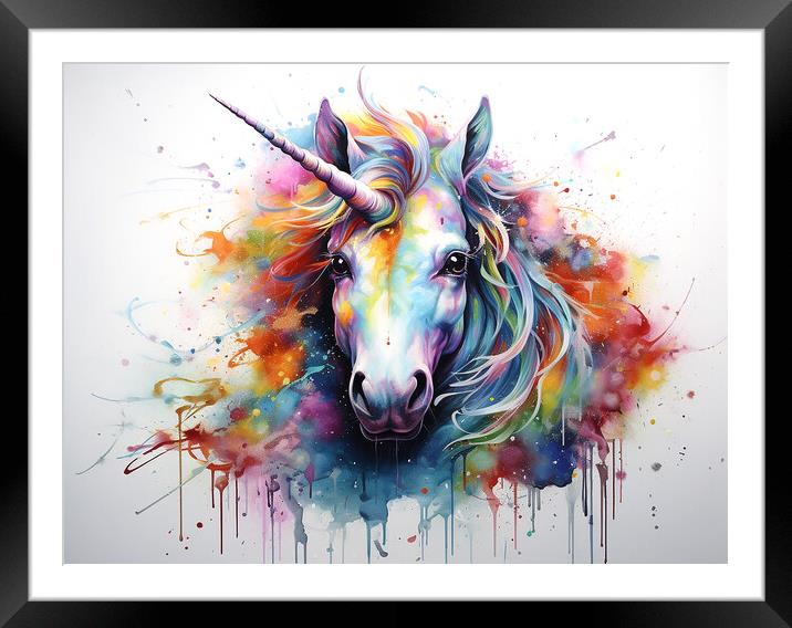 Unicorn Colour Splash Framed Mounted Print by Steve Smith