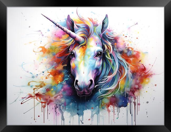 Unicorn Colour Splash Framed Print by Steve Smith