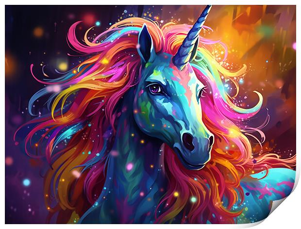 Unicorn Colour Splash Print by Steve Smith