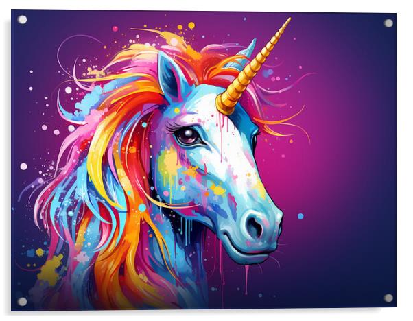 Unicorn Colour Splash Acrylic by Steve Smith