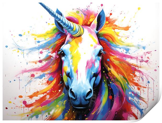 Unicorn Colour Splash Print by Steve Smith