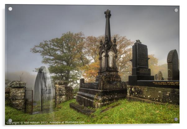 Melincwrt Graveyard Acrylic by Neil Holman