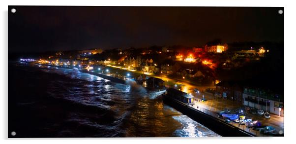 Filey Seafront at Night: Yorkshire coast Acrylic by Tim Hill