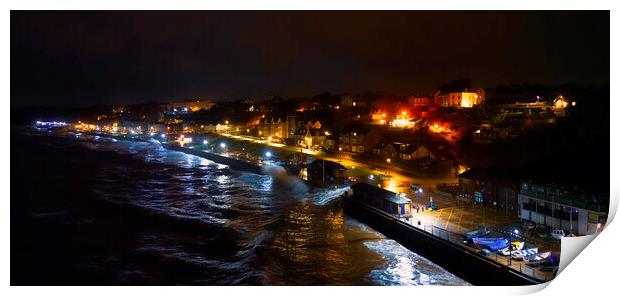 Filey Seafront at Night: Yorkshire coast Print by Tim Hill