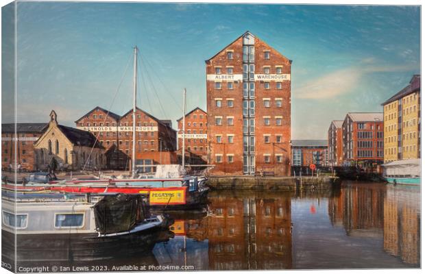 Reflections at Gloucester's Historic Docks Canvas Print by Ian Lewis