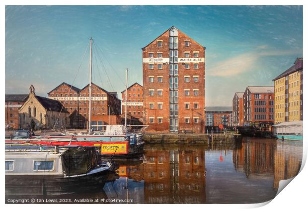 Reflections at Gloucester's Historic Docks Print by Ian Lewis