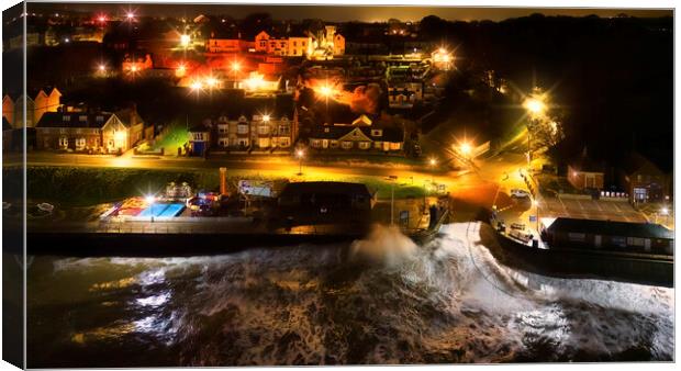 Filey Seafront at Night: Yorkshire coast Canvas Print by Tim Hill