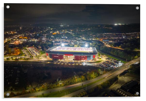 NYS Under the Lights Acrylic by Apollo Aerial Photography