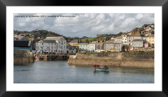 Mevagissey Harbour Framed Mounted Print by Jo Sowden