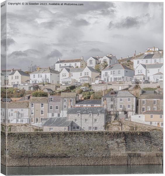 Mevagissey Houses Canvas Print by Jo Sowden