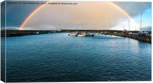 Rainbow over Hopeman Harbour Canvas Print by Tom McPherson