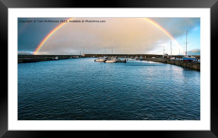 Rainbow over Hopeman Harbour Framed Mounted Print by Tom McPherson
