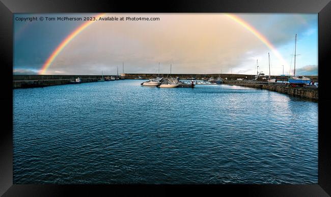 Rainbow over Hopeman Harbour Framed Print by Tom McPherson