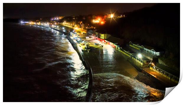 Filey Boat Ramp at Night: Yorkshire coast Print by Tim Hill
