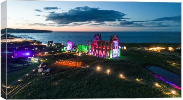 Whitby Abbey Illuminations Canvas Print by Apollo Aerial Photography