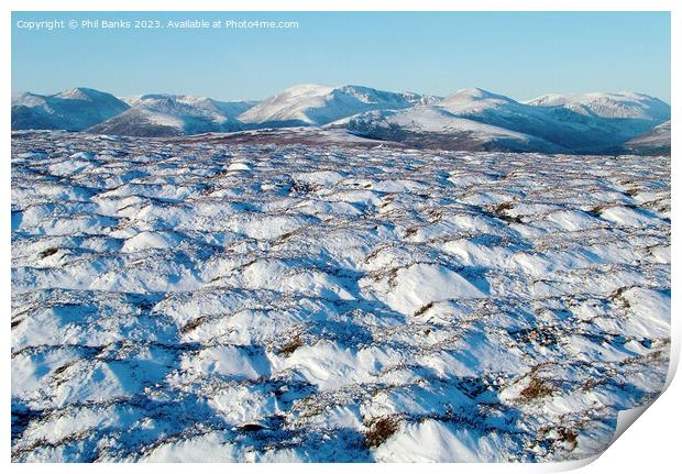 The Cairngorm Mountains in early winter Print by Phil Banks