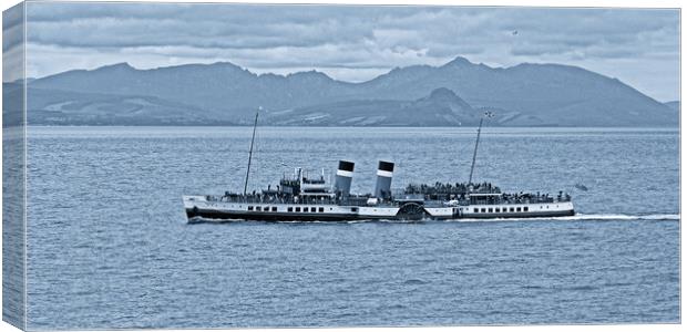 PS Waverley and Isle of Arran mountains Canvas Print by Allan Durward Photography