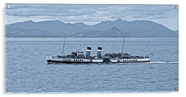 PS Waverley and Isle of Arran mountains Acrylic by Allan Durward Photography