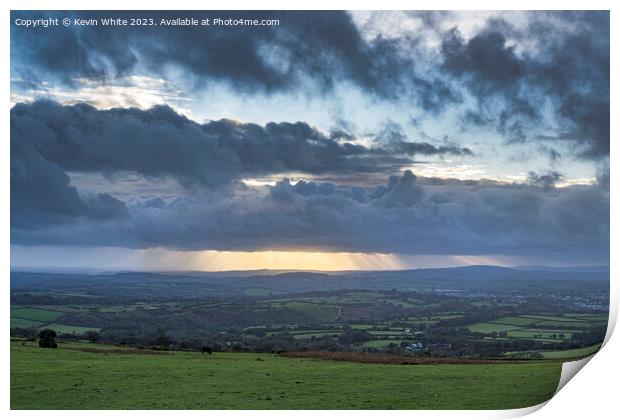 Stormy sunset on Dartmoor Print by Kevin White