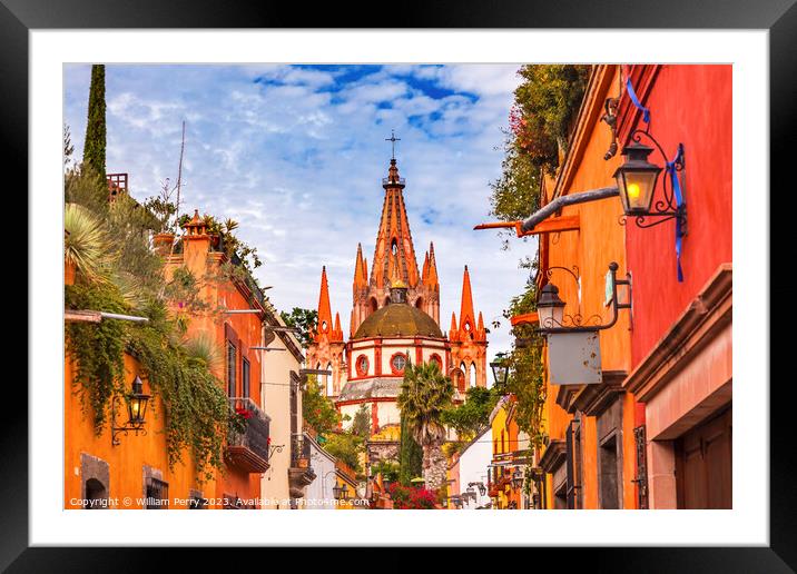 Aldama Street Archangel Church San Miguel de Allende Mexico Framed Mounted Print by William Perry