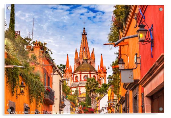 Aldama Street Archangel Church San Miguel de Allende Mexico Acrylic by William Perry