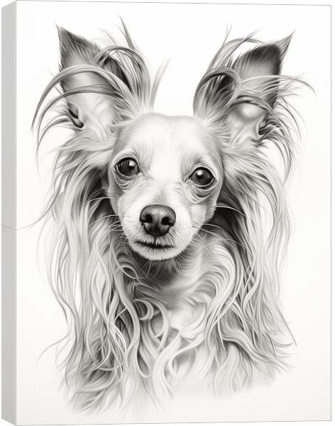 Chinese Crested Pencil Drawing Canvas Print by K9 Art
